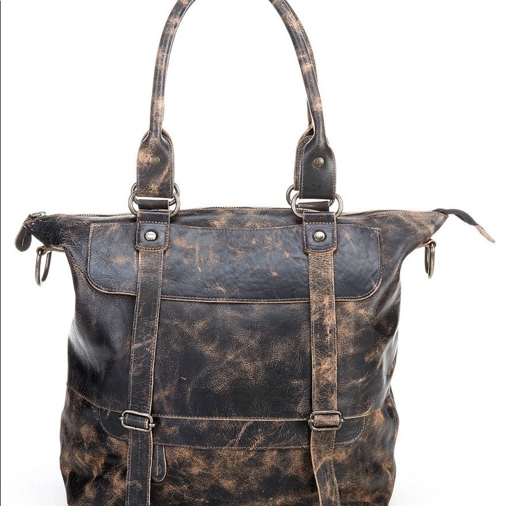 Bed Stu Big Fork Tote in black luxe leather